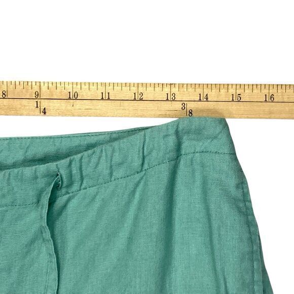 Rafaella 100% Linen Straight Leg Pants Womens 8 Green Drawstring Casual Coastal - Picture 10 of 14